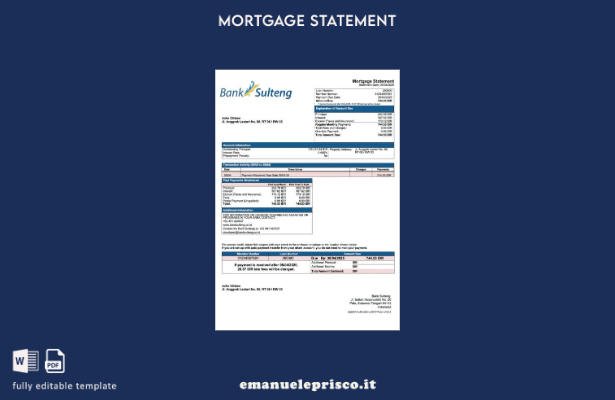 stile verificato Modello di estratto conto ipotecario della Banca Sulteng dell'I